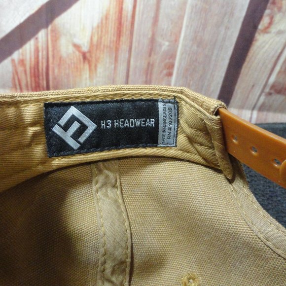 denim canvas brown American Flag embroidered snap back ball cap EUC byH3 headwea - Picture 5 of 5